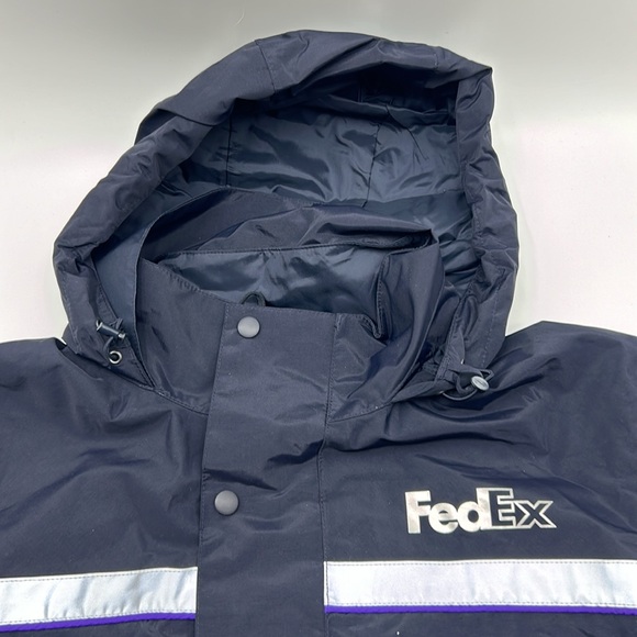 VINTAGE FEDEX JACKET MEN’S MEDIUM BLACK PURPLE FULL ZIP JACKET - Picture 4 of 11